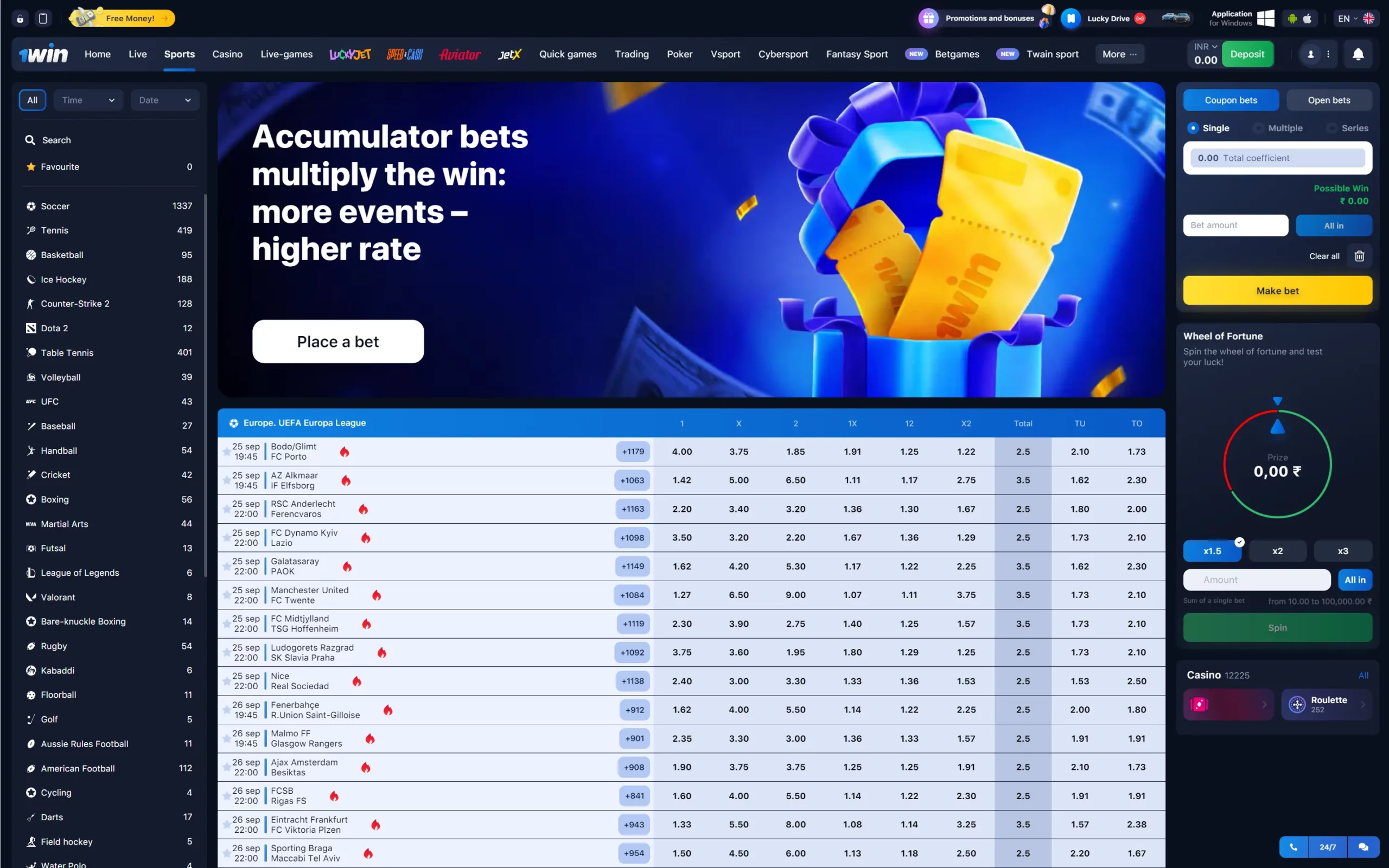 1Win Sports Betting